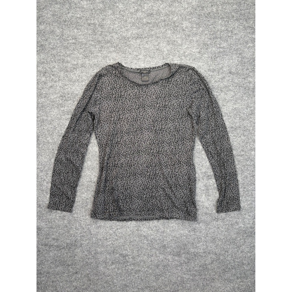 Ann Taylor Womens Small Gray Leopard Print Long Sleeve Pullover Top Blouse